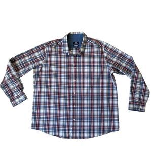 George Men's XL Plaid Long Sleeve Button-Up Shirt Multicolor Casual